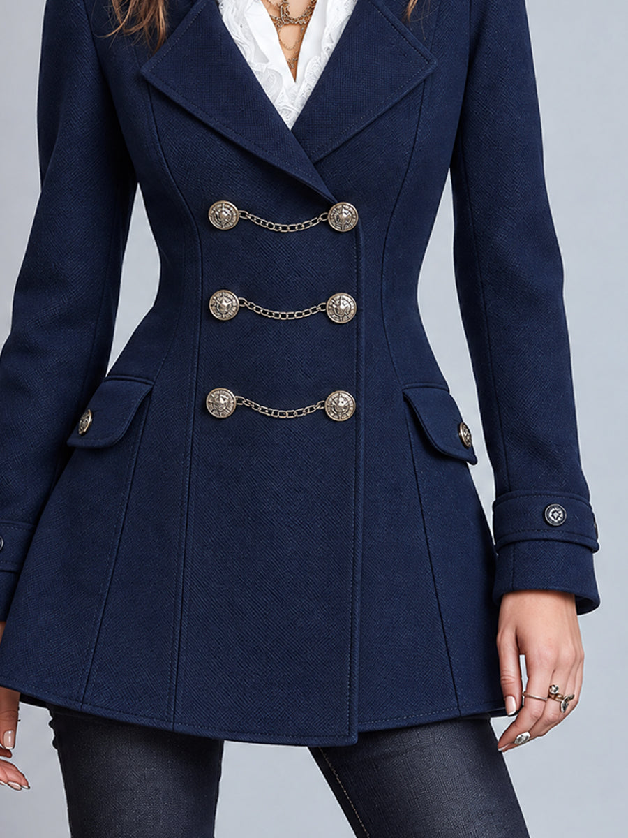 Blazer Vintage Bohemio con Botones de Cadena Medianoche