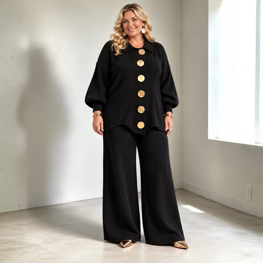 Connie | Conjunto de Pantalones de Punto que Cubre el Abdomen