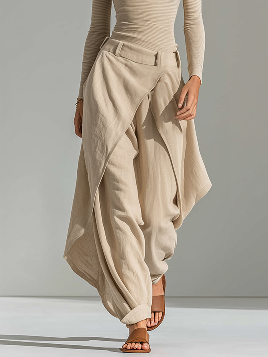 Orsola | Conjunto Completo de Top Barco y Pantalón de Paneles, Beige