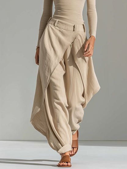 Orsola | Conjunto Completo de Top Barco y Pantalón de Paneles, Beige