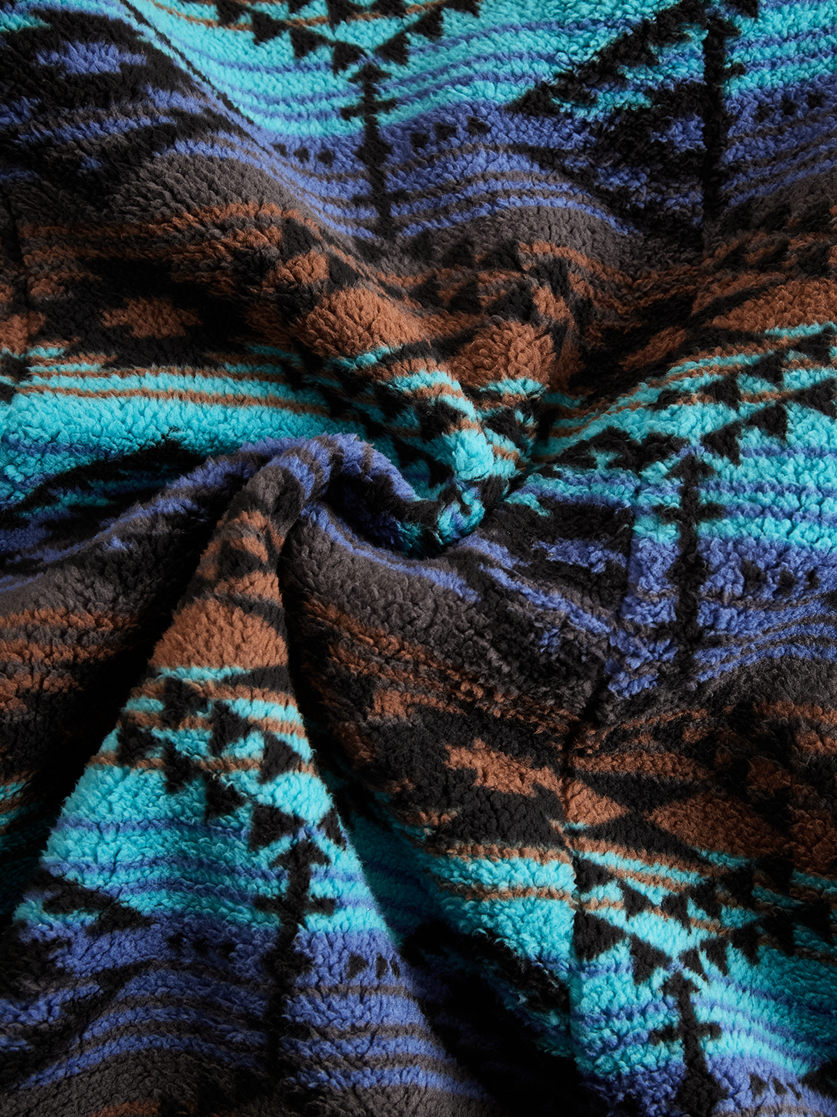 Abrigo Largo de Lana con Estampado Tribal Retro Boho