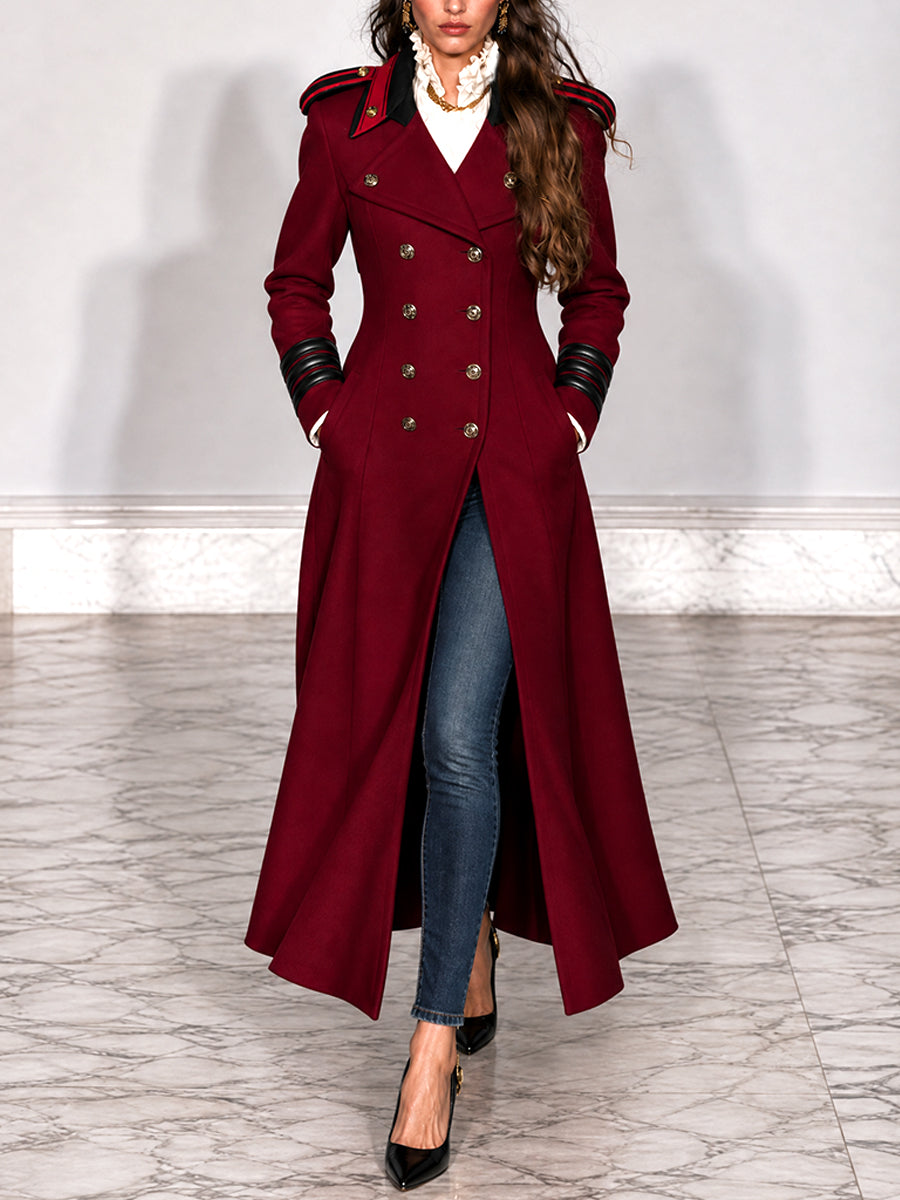 Abrigo Duster Militar Doble Botonadura Vintage Burdeos