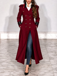 Abrigo Duster Militar Doble Botonadura Vintage Burdeos