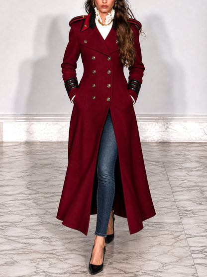 Abrigo Duster Militar Doble Botonadura Vintage Burdeos