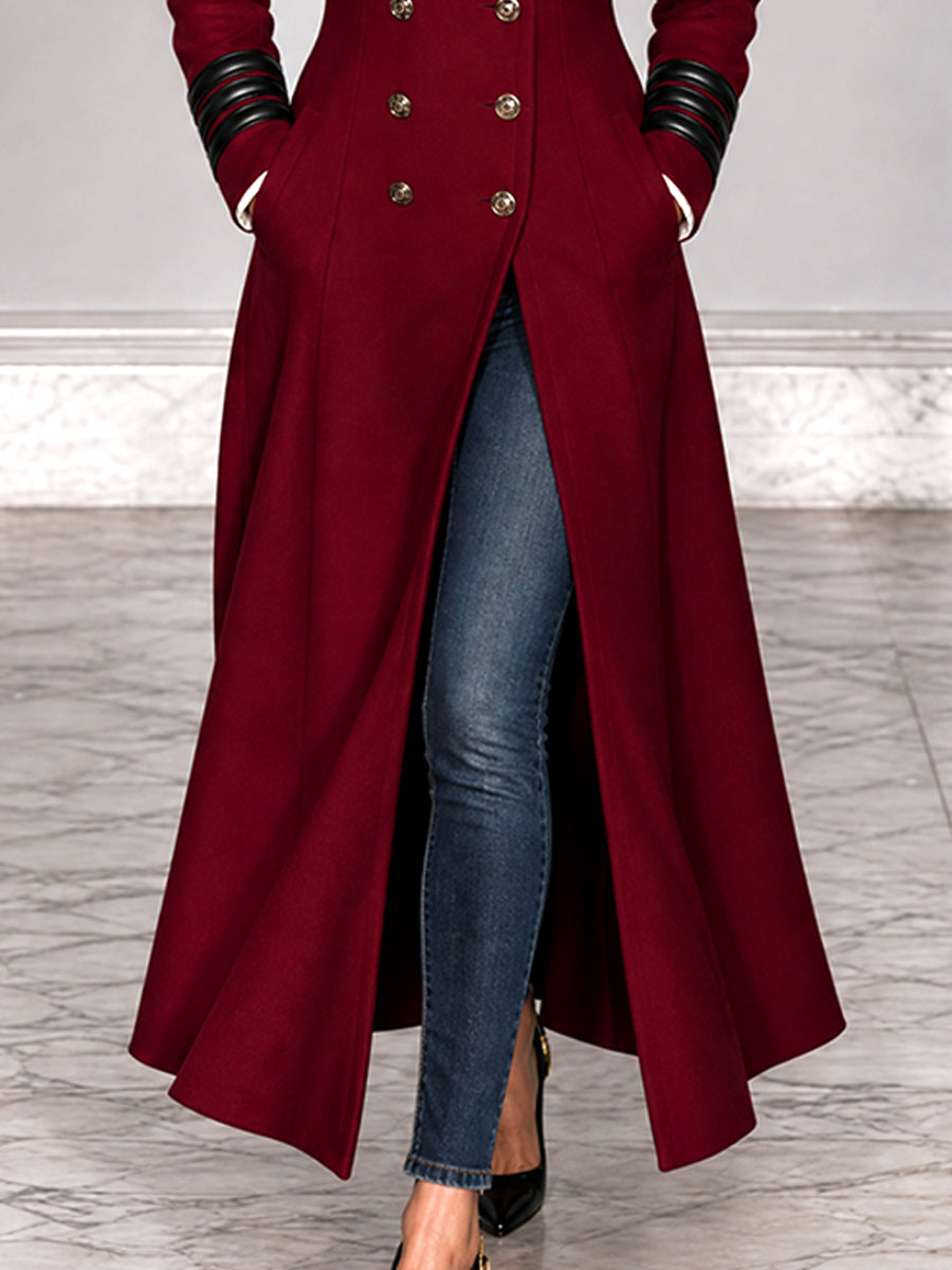 Abrigo Duster Militar Doble Botonadura Vintage Burdeos