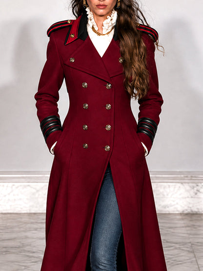 Abrigo Duster Militar Doble Botonadura Vintage Burdeos
