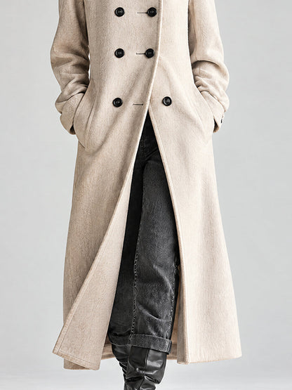 Abrigo Duster de Doble Botón en Gris Avena