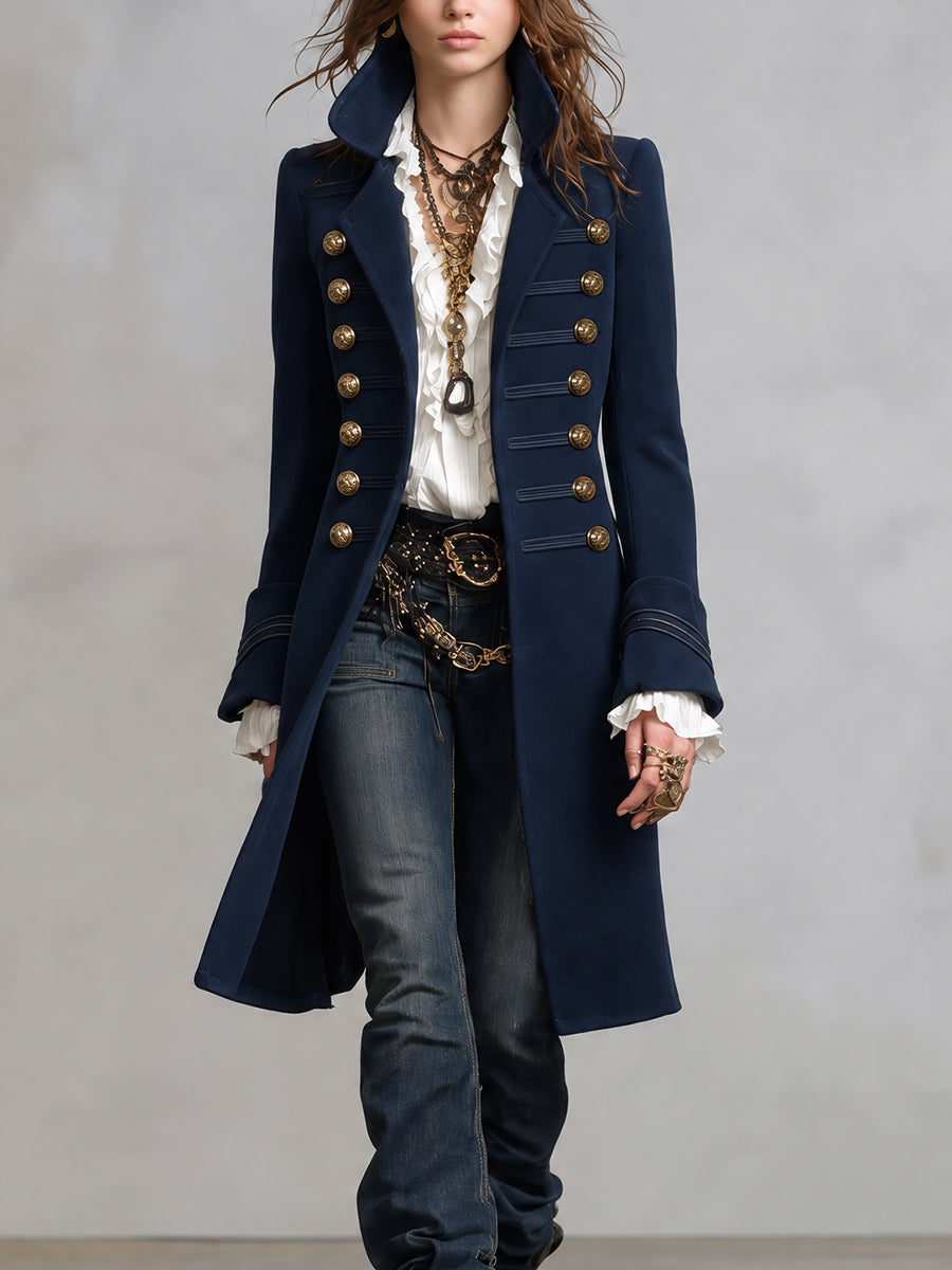 Abrigo Duster Militar Bohemio Vintage Medianoche