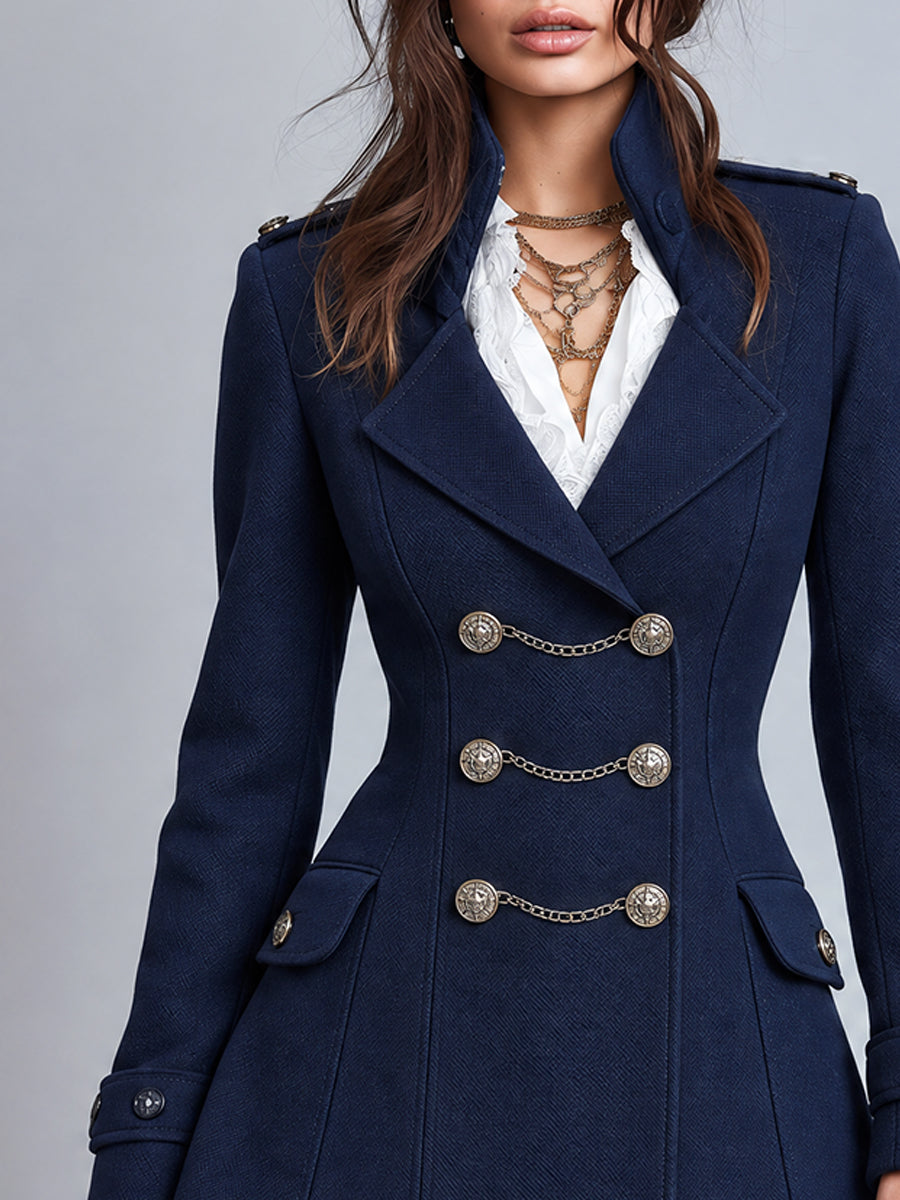 Blazer Vintage Bohemio con Botones de Cadena Medianoche