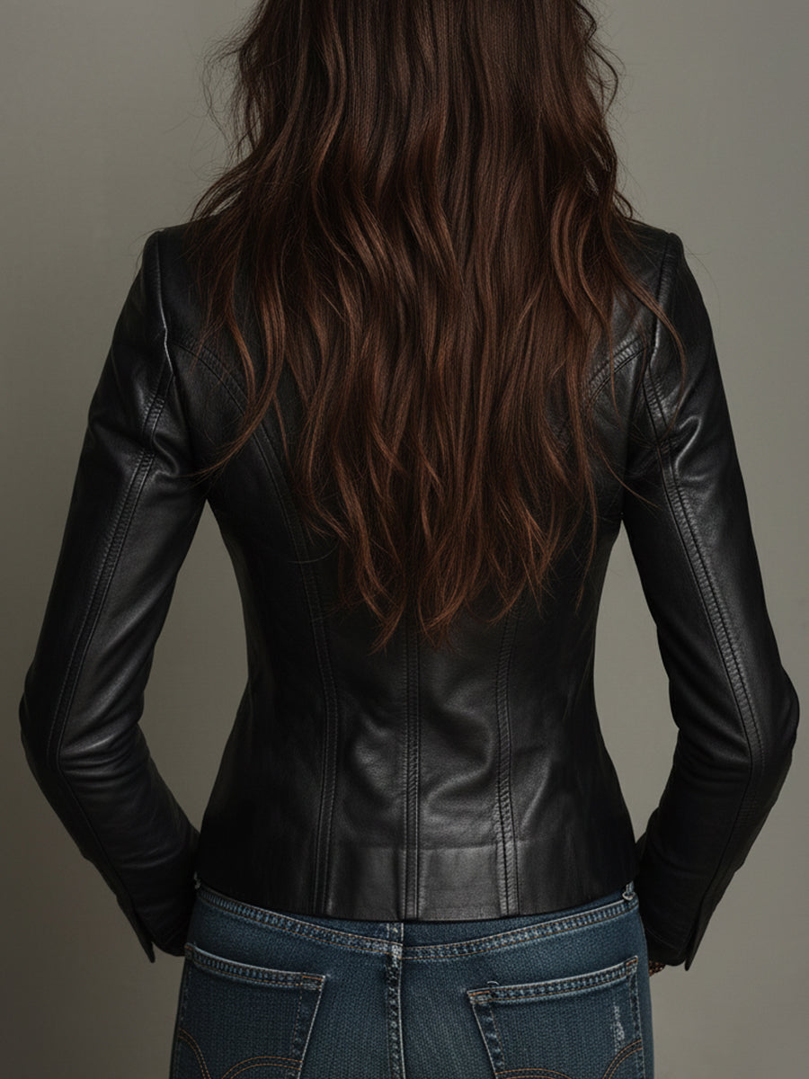 Chaqueta Retro Slim-fit de Un Solo Botón Hecha de Cuero PU Ecológico