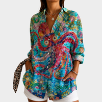 Christine | Blusa Arte de Flores y Océano