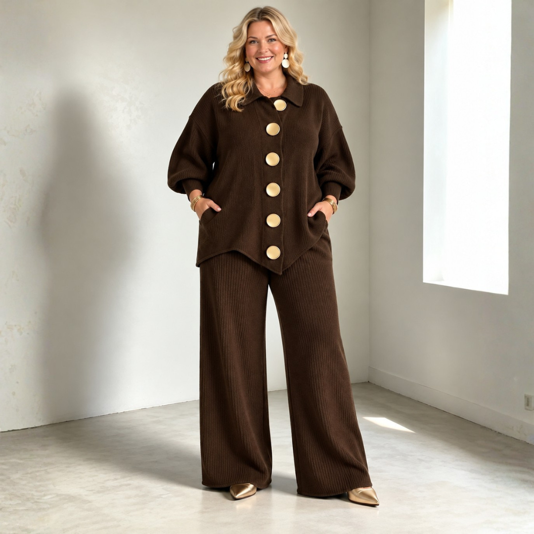 Connie | Conjunto de Pantalones de Punto que Cubre el Abdomen