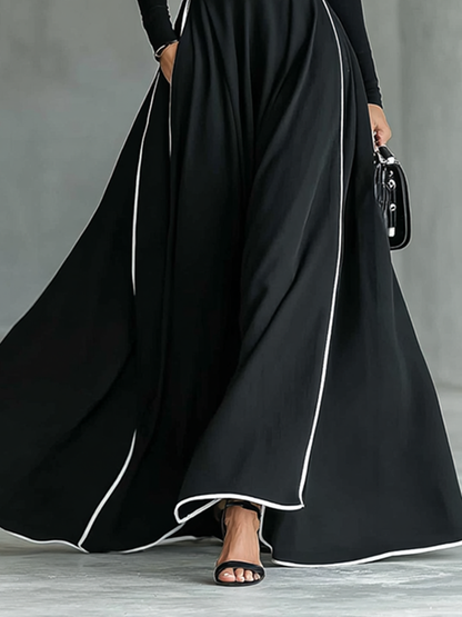 Susanna | Vestido Maxi con Perfiles en Contraste y Cintura
