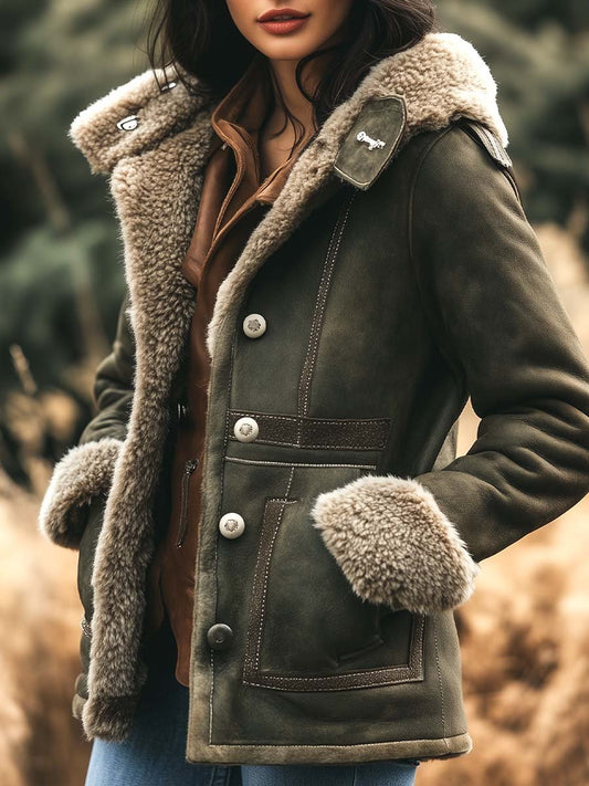 Abrigo Térmico de Ante Retro para Mujeres